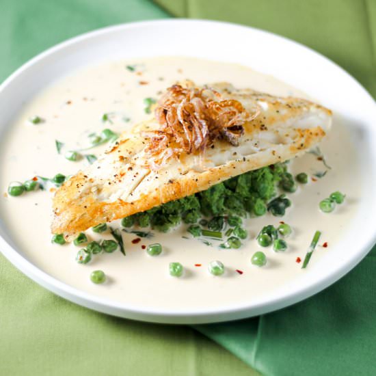Haddock with Pea Puree - Recipe photo by Diverse Dinners