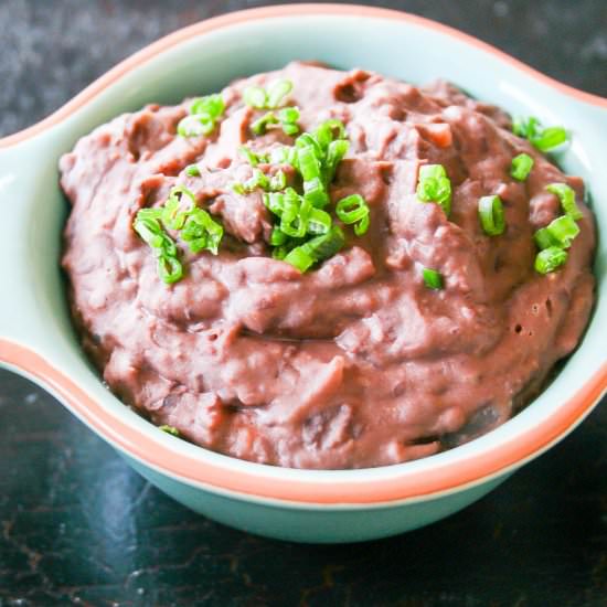Creamy Refried Black Beans - Recipe photo by aflavorjournal