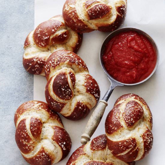 Garlic Herb Parmesan Pretzel Twists - Recipe photo by gdalkin