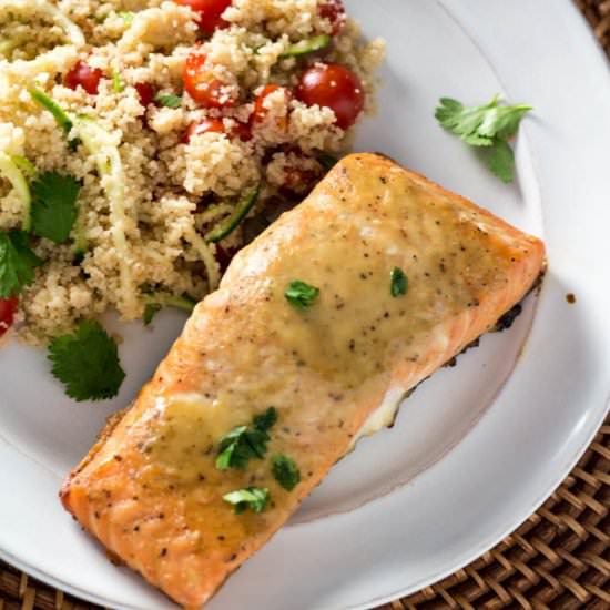 Honey Dijon Salmon with Couscous - Recipe photo by dashofherbs