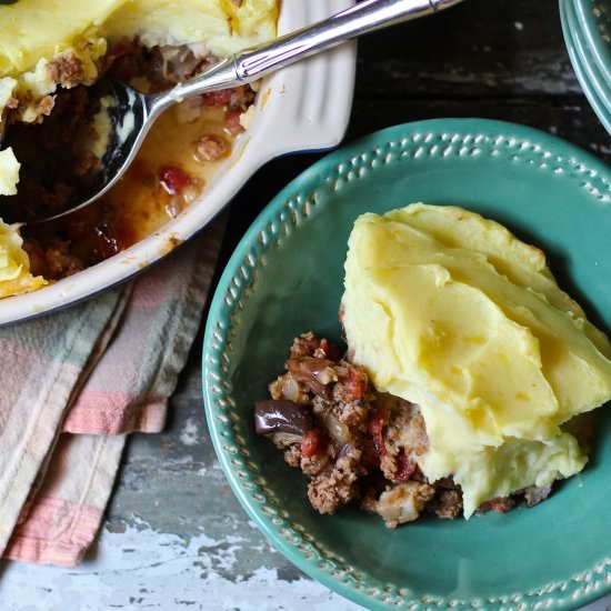 Lamb Eggplant Shepherd's Pie - Recipe photo by the good eats co