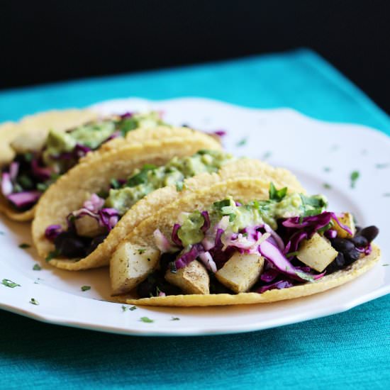 Black Bean & Potato Tacos - Recipe photo by Emily Honeycutt