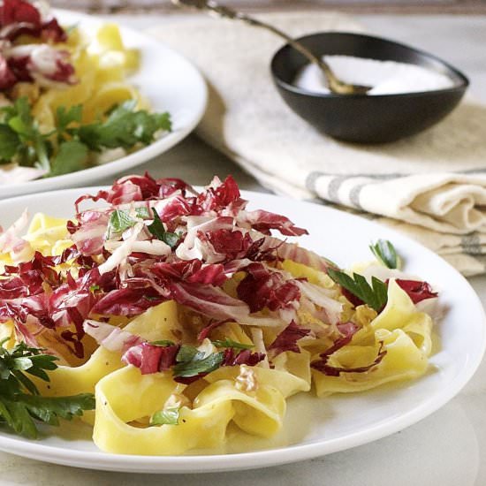 Creamy Pappardelle with Radicchio - Recipe photo by PinchandSwirl