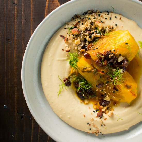 Saffron Braised Fennel and Hummus - Recipe photo by iwillnoteatoysters