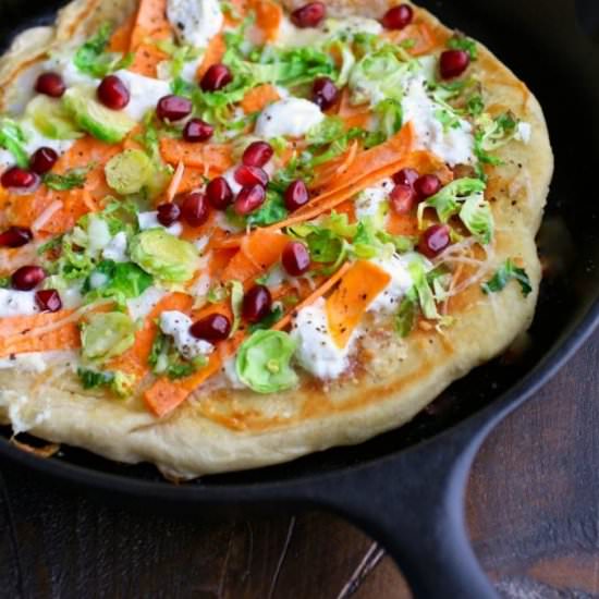Skillet Pizza with Fall Vegetables - Recipe photo by Grabaplate