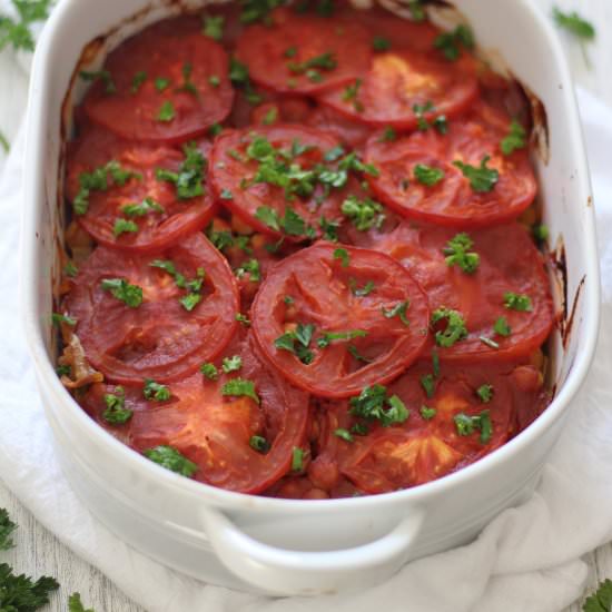 Eggplant and Chickpea Casserole - Recipe photo by thymeandtoast
