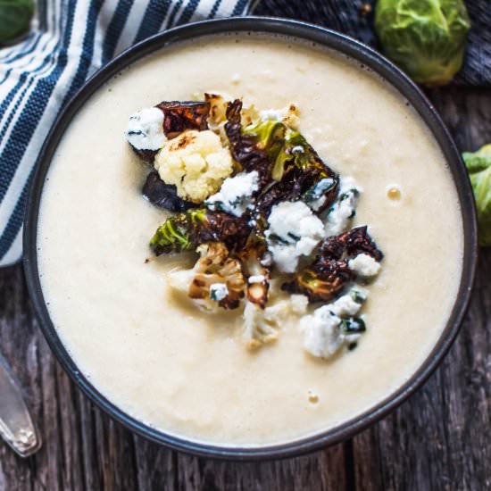 Cauliflower Soup with Goat Cheese - Recipe photo by ALifeWellConsumed