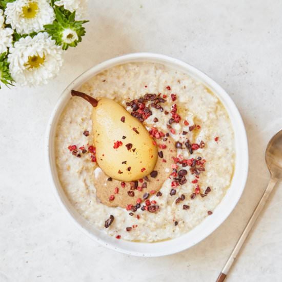 Warming Porridge with Poached Pears - Recipe photo by madeleineshaw