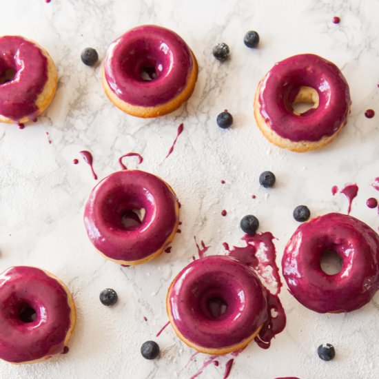 Vanilla Donuts with Blueberry Glaze - Recipe photo by the sweetest occasion