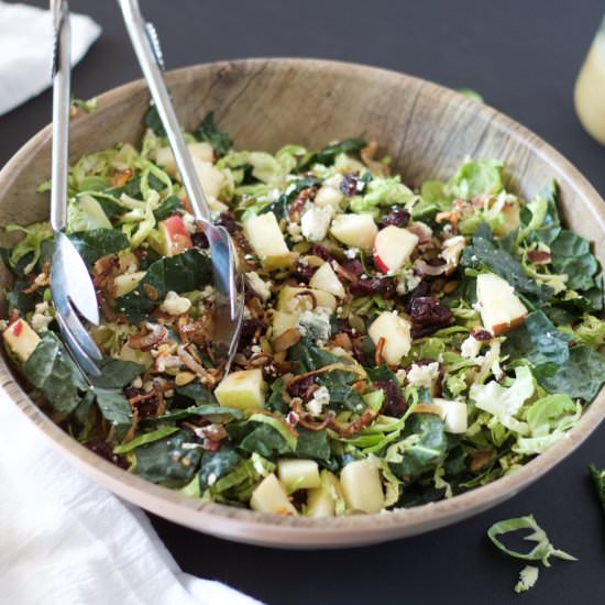 Brussels Sprout and Kale Salad - Recipe photo by Wineandawoodenspoon