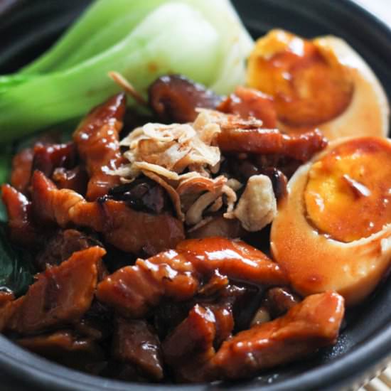 Braised Pork Belly Over Rice - Recipe photo by Spice the Plate
