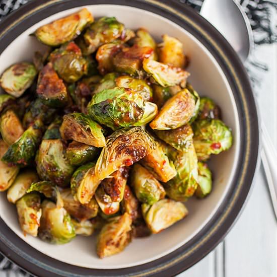 Sweet and Spicy Brussels Sprouts - Recipe photo by therusticfoodie