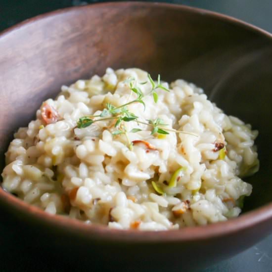 creamy pancetta leek risotto - Recipe photo by aflavorjournal