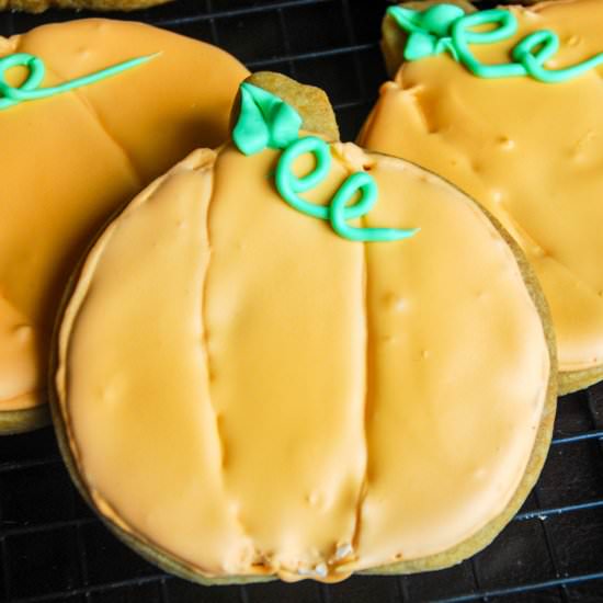 Pumpkin Cut-Out Sugar Cookies - Recipe photo by brownbutterandbiscuits