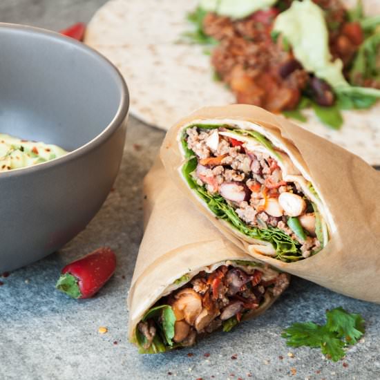Meat lovers Chilli con Carne Wrap - Recipe photo by healthylaura