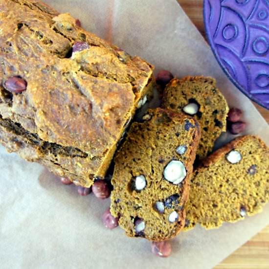 Hazelnut Pumpkin Bread + Roasted Garlic - Recipe photo by spill the greens