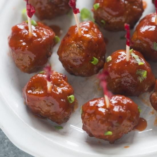 Slow Cooker Cranberry BBQ Meatballs - Recipe photo by tastesbetterfromscratch
