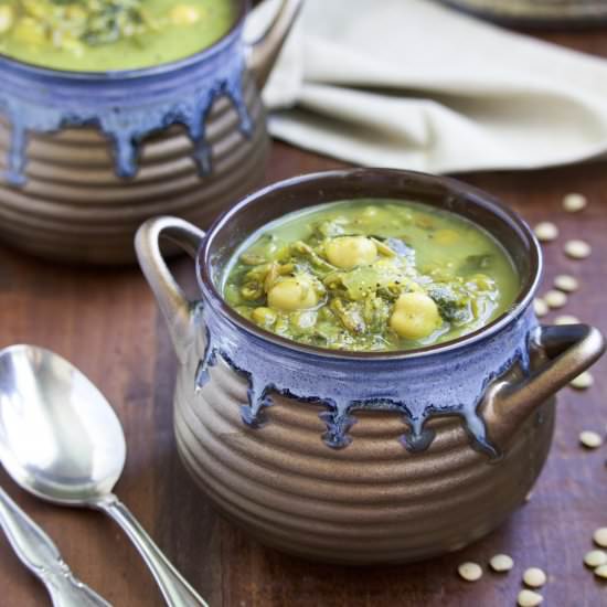 Creamy Coconut Lentil Chickpea Soup - Recipe photo by Stacey Homemaker