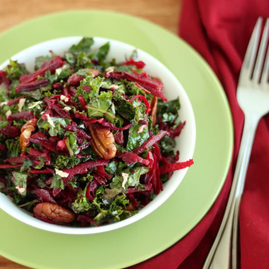 Kale Beet Salad & Ginger Dressing - Recipe photo by JesseLWellness