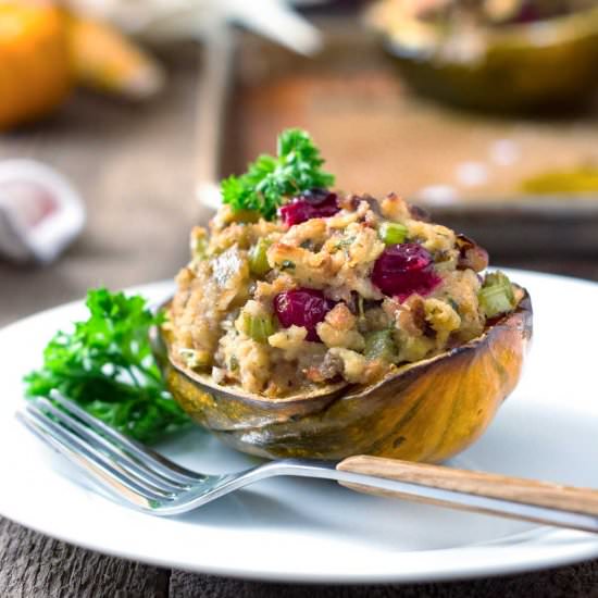 Savory Stuffed Acorn Squash - Recipe photo by keviniscooking