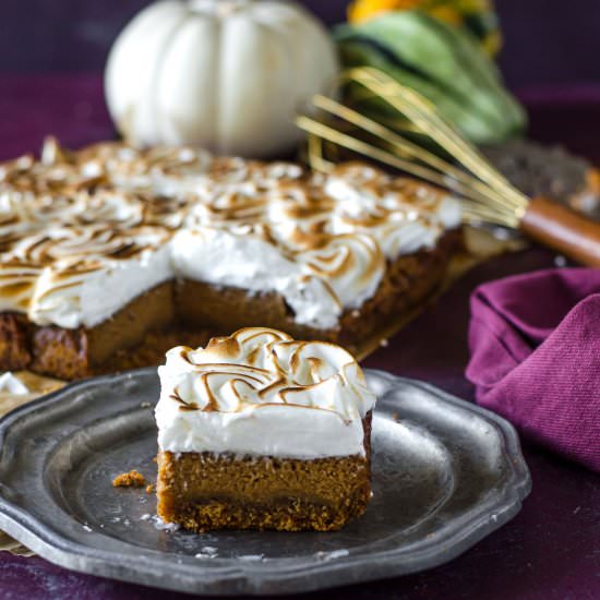 Apple Butter Pumpkin Pie Bars - Recipe photo by gogogogourmet