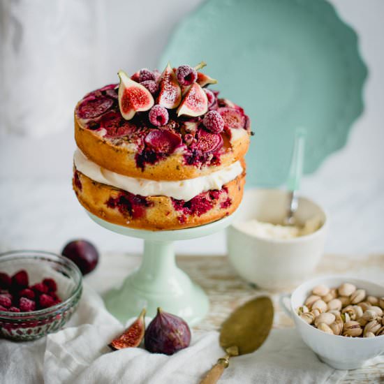 Fig and raspberry cake - Recipe photo by siankoo