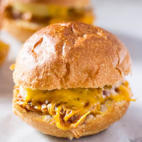 Baked Mini BBQ Chicken Sliders - Recipe photo by ikneadtoeat