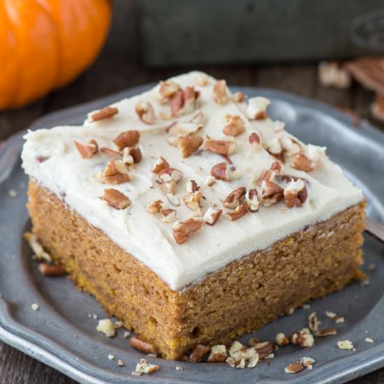 Pumpkin Cake w/ Butter Pecan Frosting - Recipe photo by thefirstyearblog