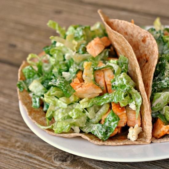 Grilled Buffalo Chicken Tacos - Recipe photo by PreventionRD