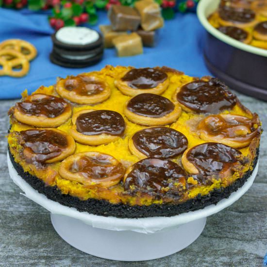 Caramel Oreo Pumpkin Tart - Recipe photo by rollingspoons