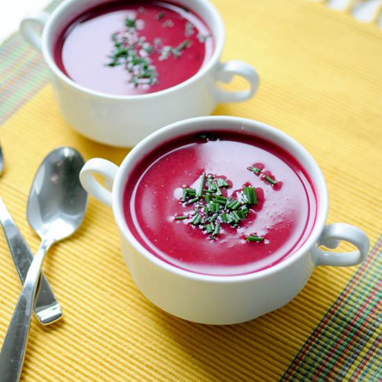 Beet Cauliflower Soup - Recipe photo by teaspoonliving
