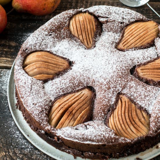 Almond Chocolate Pear Cake - Recipe photo by Home Cooking Adventure