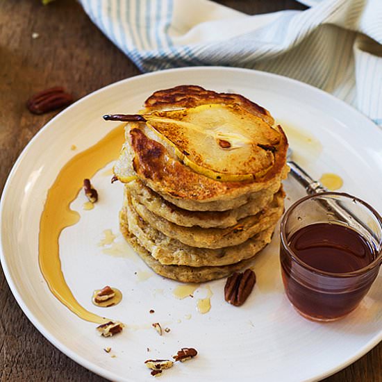 Pear, Pecan & Ginger Pancakes - Recipe photo by abitwholesomely