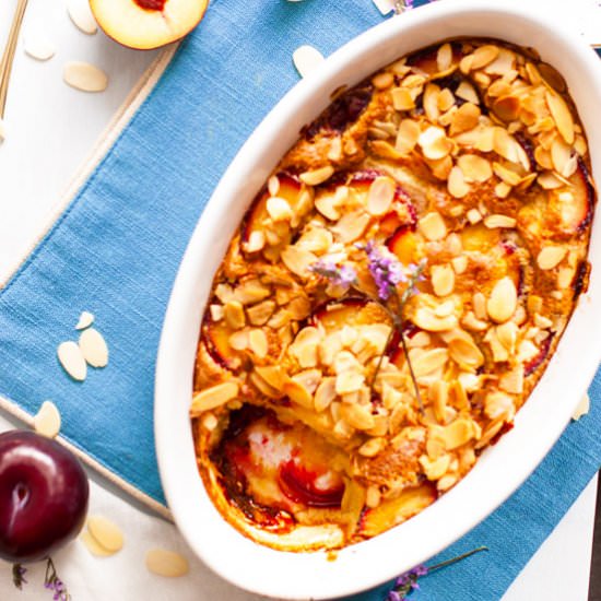 Vegan Plum Clafoutis with Brandy - Recipe photo by AnnaBanana