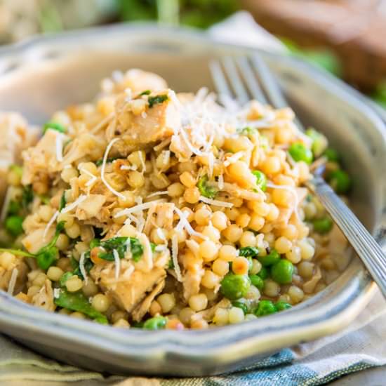 Israeli Pearl Couscous with Chicken - Recipe photo by The Healthy Foodie