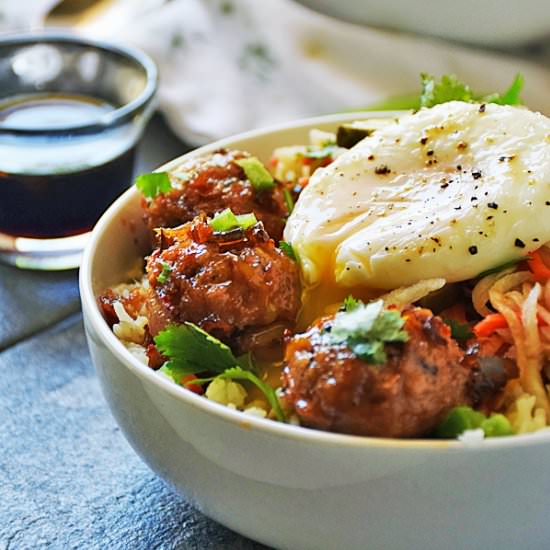 Vietnamese Bowl with Pork Meatballs - Recipe photo by LifeTastesGood