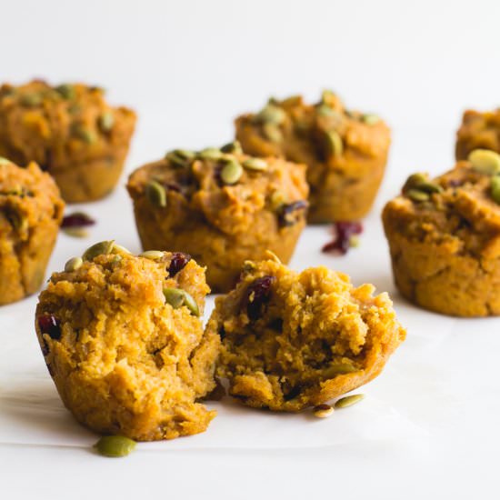 Pumpkin + Cranberry Muffins - Recipe photo by coffeeandcrumbs