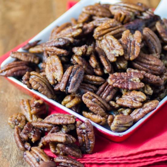 Stovetop Spiced Pecans - Recipe photo by noshingwiththenolands