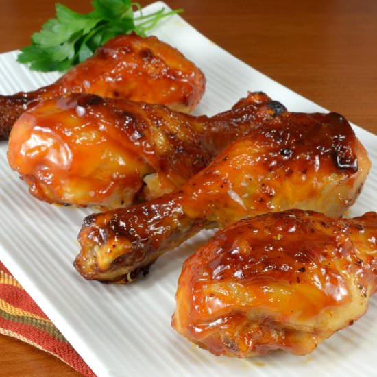 Sticky Oven-Roasted Apple Cider Barbecue Chicken - Recipe photo by For the Love of Cooking