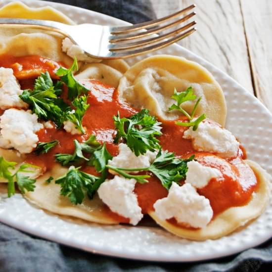 Beef Ravioli with Tomato Sauce - Recipe photo by thecharmingdetroiter