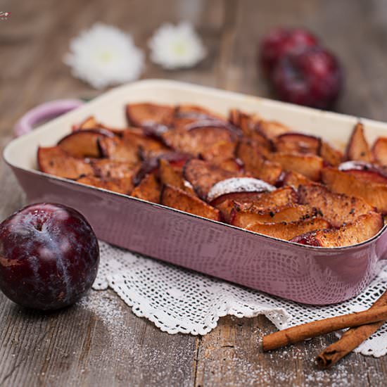 Baked Plum Rice Pudding - Recipe photo by cookingcatrin
