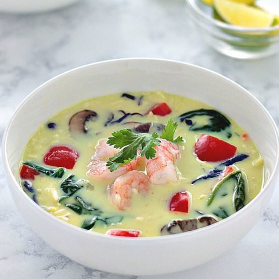 Creamy Thai Curry Soup with Shrimp - Recipe photo by wholesomelicious