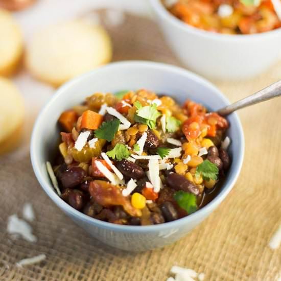 Vegetarian Lentil Chili - Recipe photo by Kiwi and Carrot
