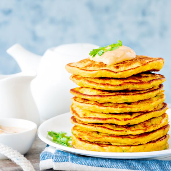 Carrot Corn Pancakes - Recipe photo by cubesnjuliennes