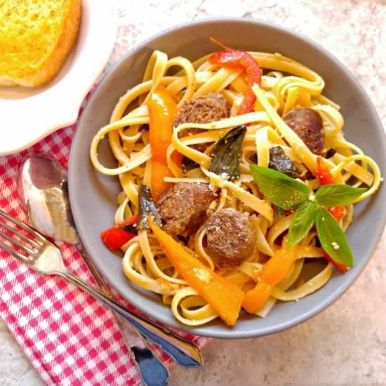 Garlic Sausage Parmesan Pasta - Recipe photo by thegardeningcook