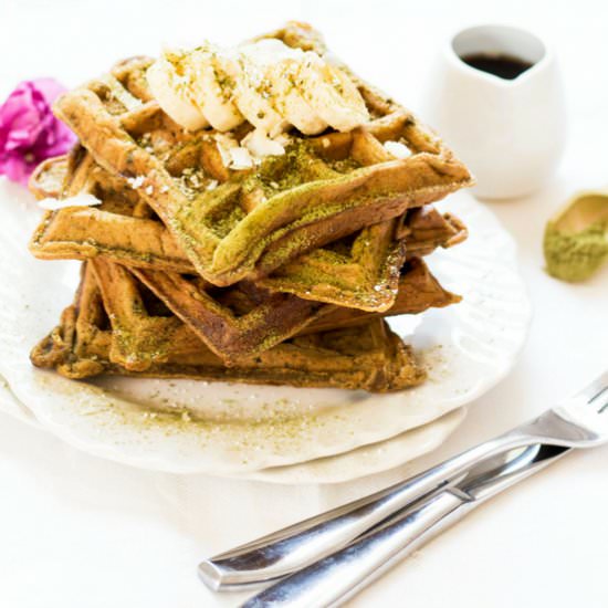 Banana Matcha Waffles - Recipe photo by Whole Food Bellies