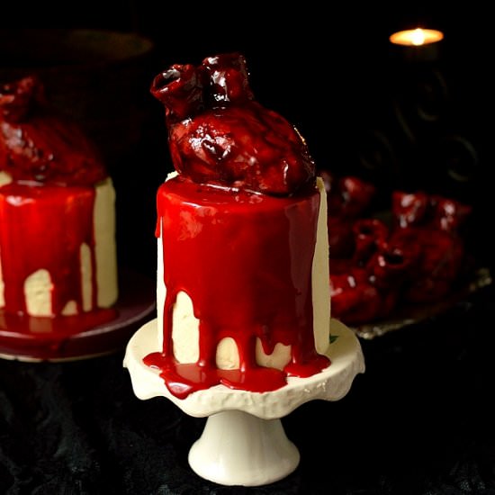 Mini Bleeding Heart Halloween Cakes - Recipe photo by Domestic Gothess