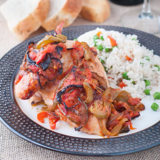 Roast Chicken Onions and Peppers - Recipe photo by photosandfood