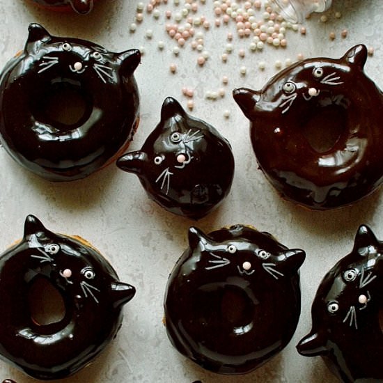 Chocolate Glazed Cat Doughnuts - Recipe photo by Domestic Gothess