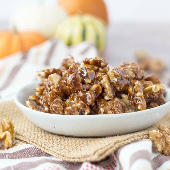 Pumpkin Spice Candied Walnuts - Recipe photo by rachelcooksblog